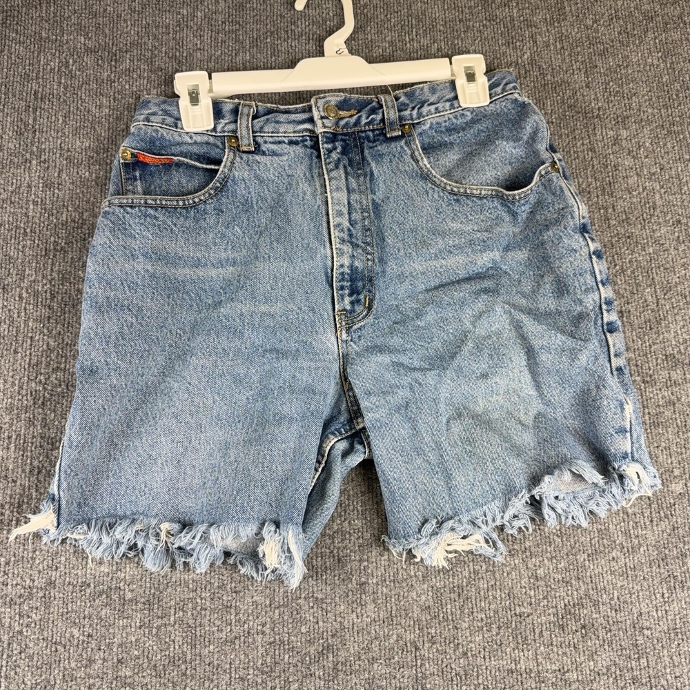 Vintage Lawman Shorts Juniors 11 Blue Denim High Rise Cutoff Raw Hem 90s